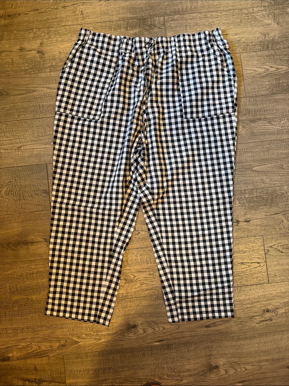 SHEIN Black and White Gingham Wide Leg Pants